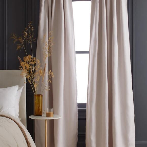 Quince European Linen Room Darkening Curtain Vintage Blush 84” - Set of 2 - Picture 10 of 12